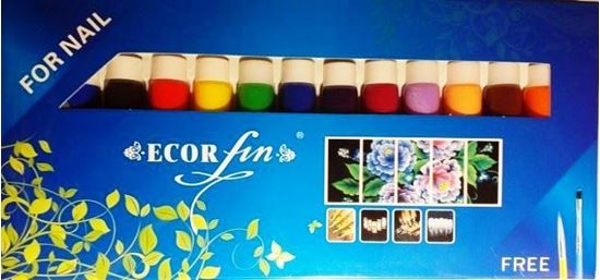 Изображение  Акварельные краски для китайской росписинабор- 2 кисточки  12                    шт,кцветные 12мл + 1 большая белая 22мл
